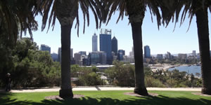 Perth skyline from a park.