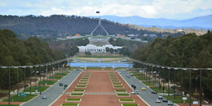 View of Parliament House from ANZAC Parade in Canberra